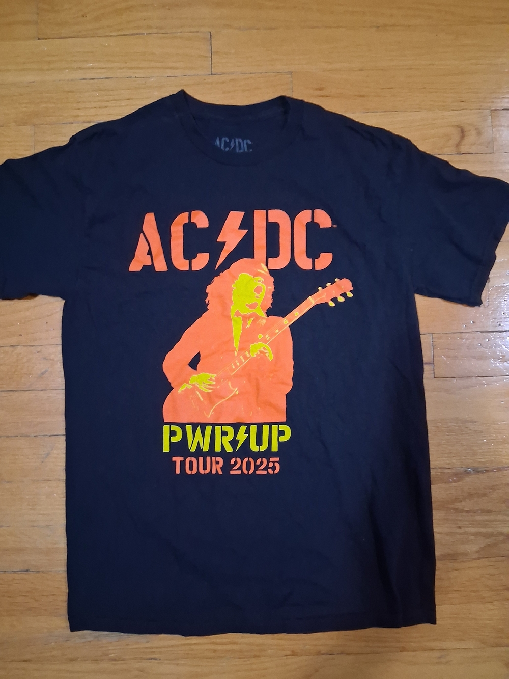AC/DC Kids Black Tee with Orange & Neon Yellow PWR/UP Tour Graphic